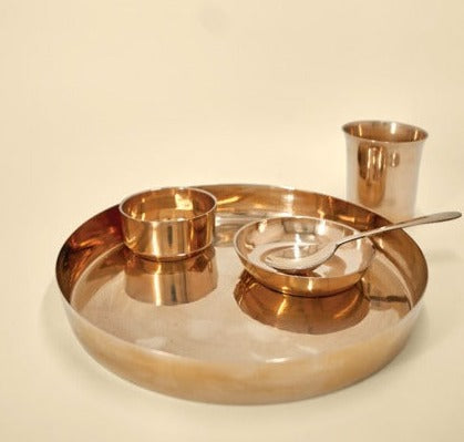 Buy Best Platinum Look Kansa Thali Set In India – Earth's Own